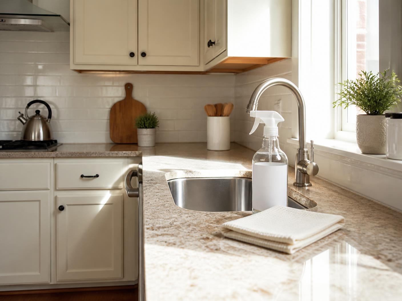 Freshly cleaned kitchen counter and sink in a Halifax-area home